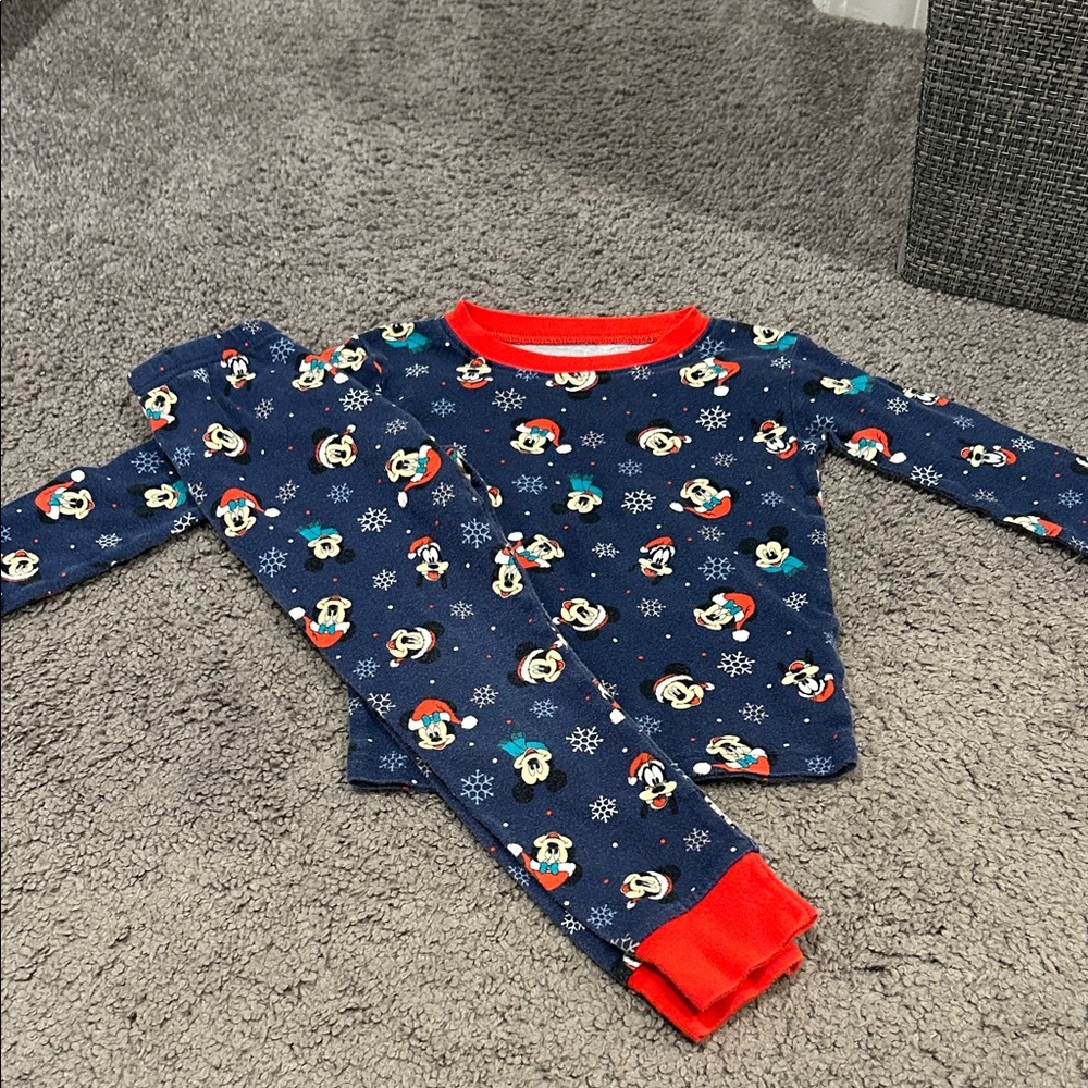 Christmas Kids Pajamas with Mickey Print - Blue and Red